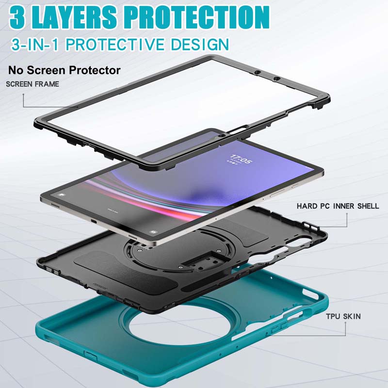 Đứng Ốp Máy Tính Bảng Có Dây Đeo Tay Cho Samsung Galaxy Tab S9 FE 5G SM-X515 X510 X710 X716 X718 S8 X700 X706 S7 T870 T876 T875  case S9FE coverGiá Đỡ