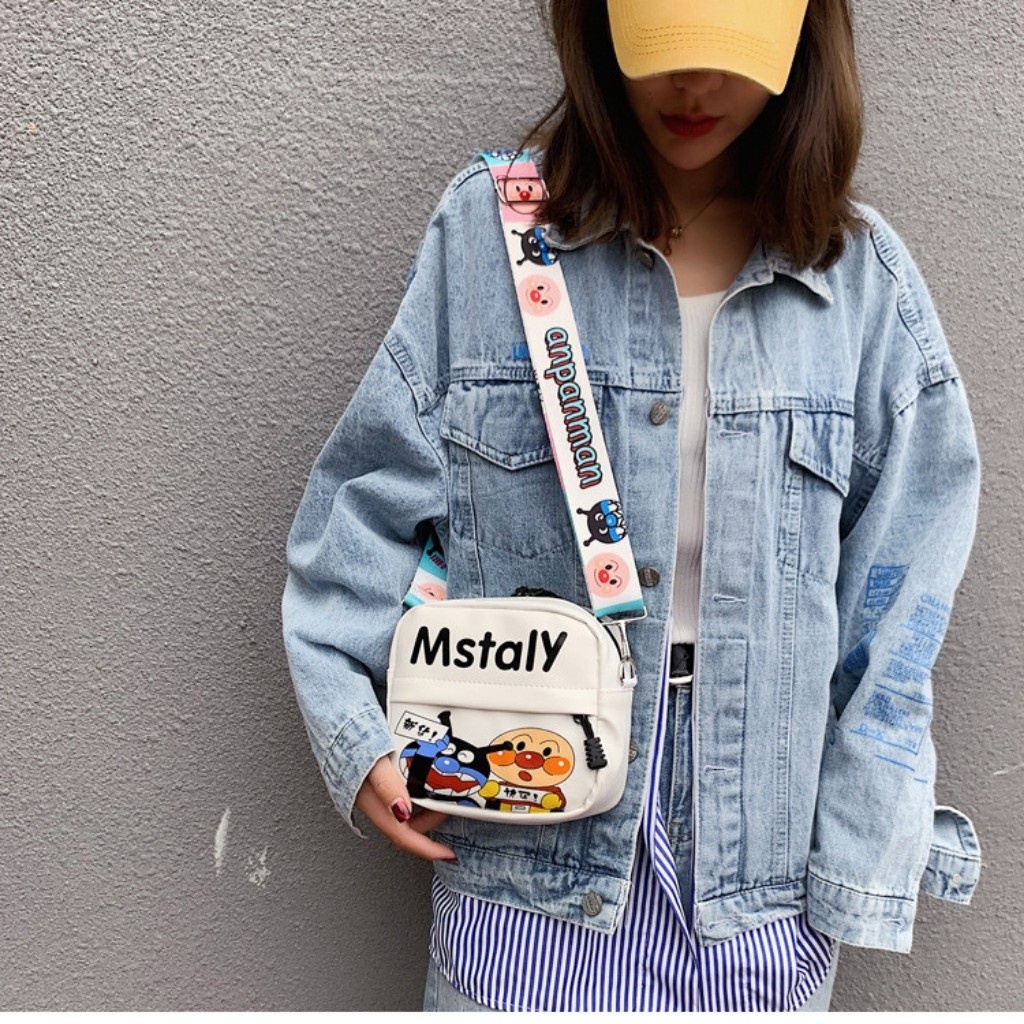 Túi đeo chéo Kiểu dáng có sẵn Hoạt hình Graffiti dễ thương Túi vuông nhỏ ngộ nghĩnh Túi đeo chéo một vai Giao hàng nhanh tận nơi