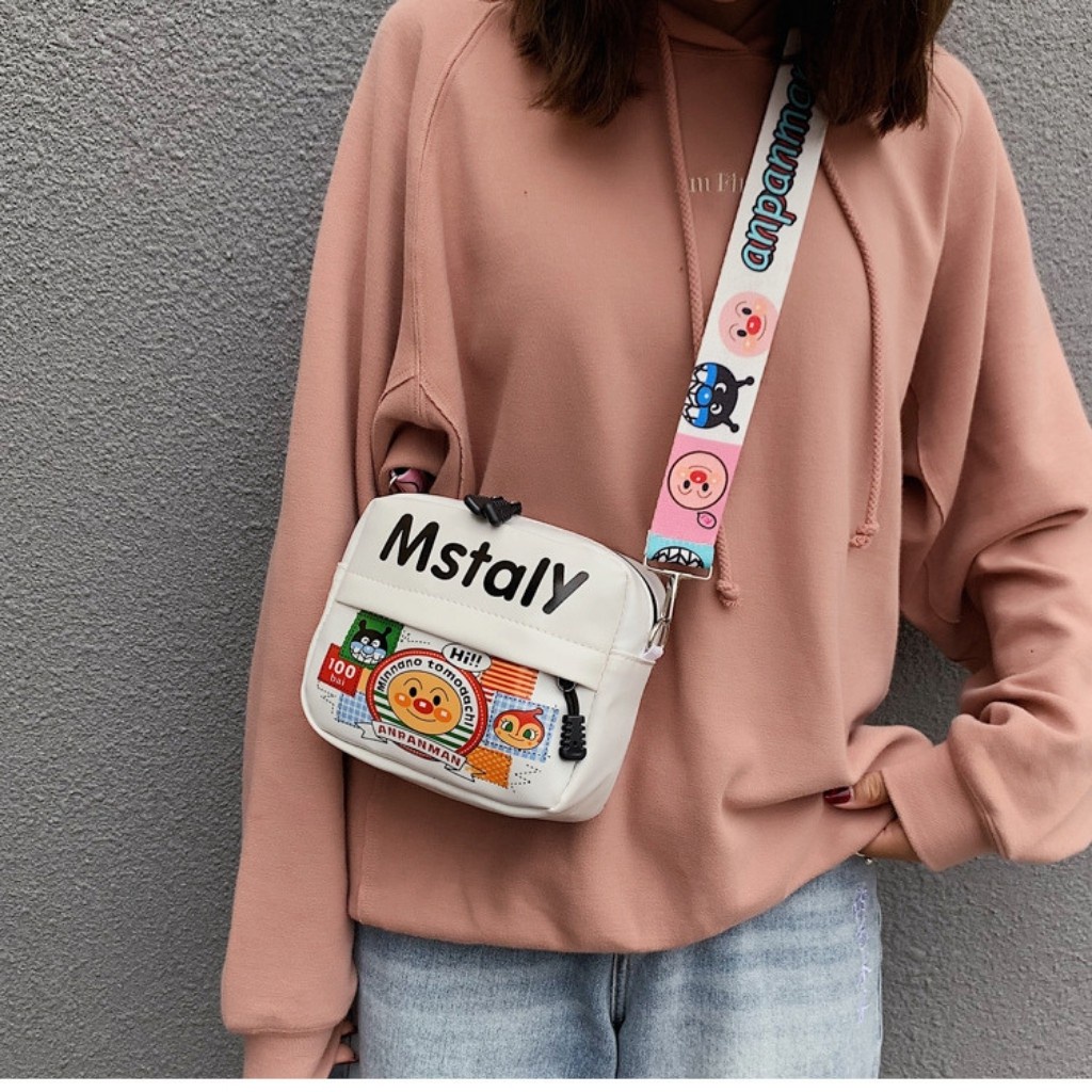 Túi đeo chéo Kiểu dáng có sẵn Hoạt hình Graffiti dễ thương Túi vuông nhỏ ngộ nghĩnh Túi đeo chéo một vai Giao hàng nhanh tận nơi