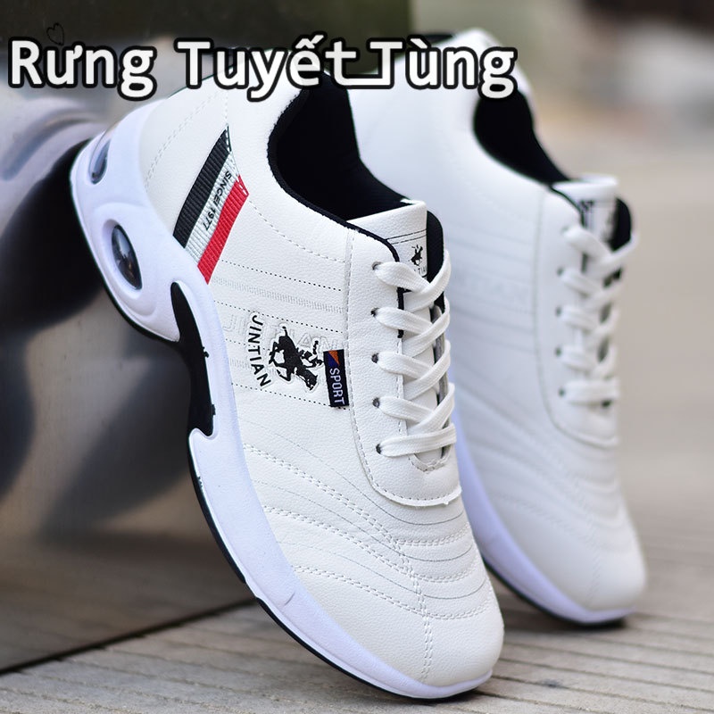 SHANMUSENLIN☘Giày Thể Thao Màu Đen Bằng Da Chống Nước Chống Dầu Dành Cho Nam