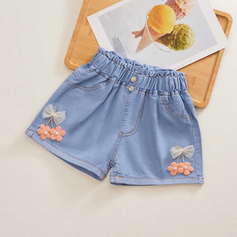 Quần short jean NNJXD cạp cao thời trang cho bé gái 3-10 tuổi