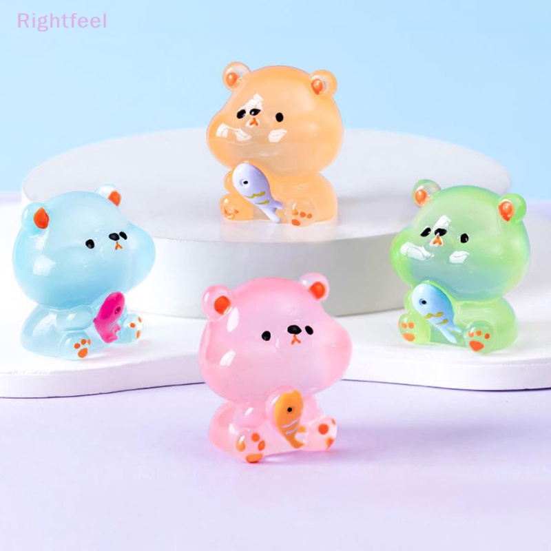 Tượng resin mini Phát Quang Hình Gấu Và Cá Trang Trí Tiểu Cảnh / Xe Hơi Mới