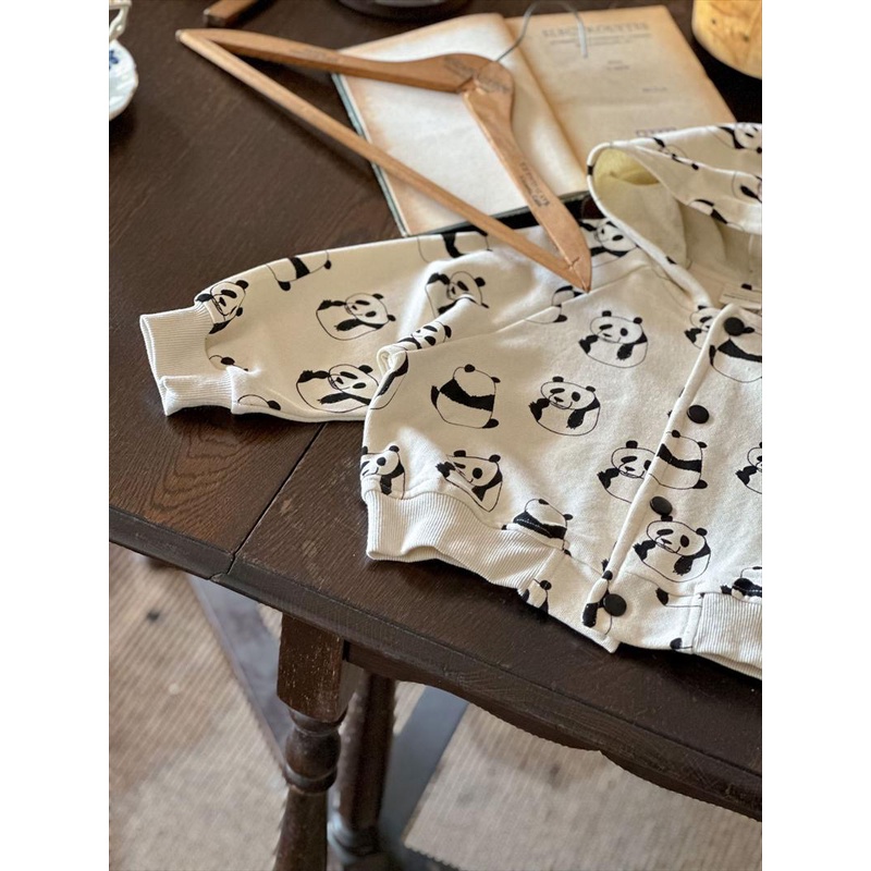 Áo Hoodie Một Hàng Nút Họa Tiết Gấu Trúc Hoạt Hình Thời Trang Mùa Thu 2023 Cho Bé