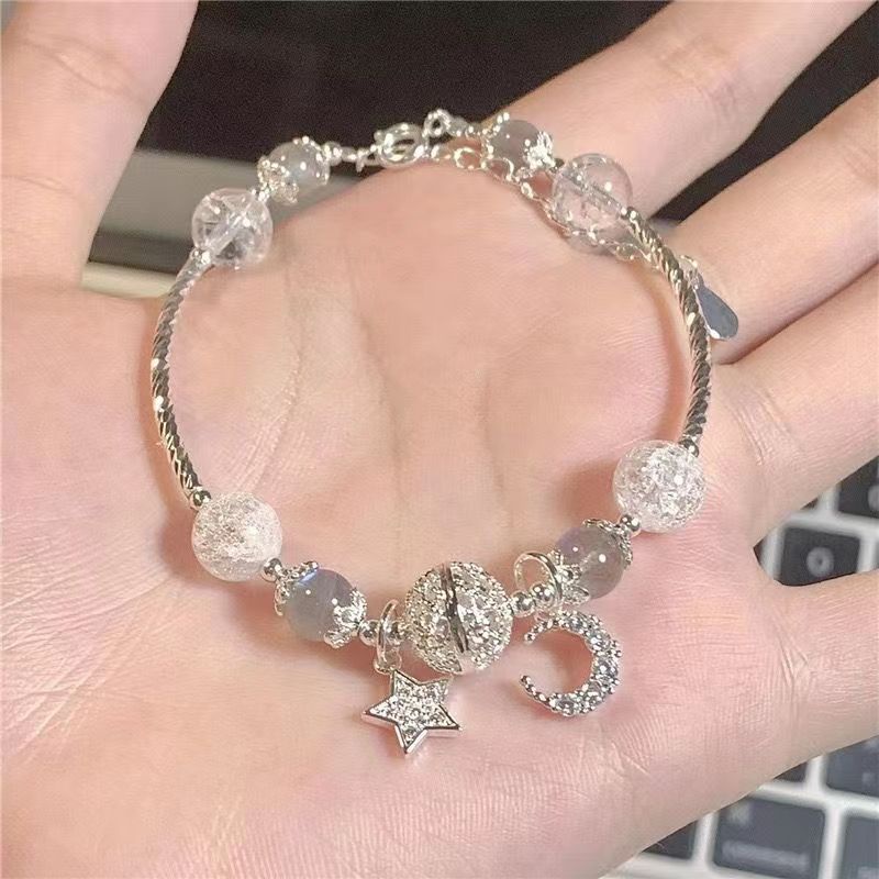 Vòng Tay Hình Trăng Sao Đính Đá Sang Trọng Phong Cách Hàn Quốc