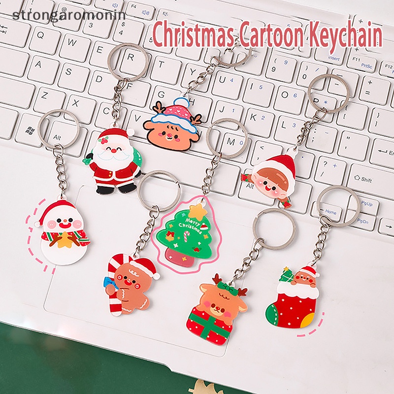 St Móc Chìa Khóa Bằng acrylic Hình Ông Già Noel Hoạt Hình Dễ Thương Làm Quà Tặng Giáng Sinh Cho Bạn Gái / Túi Xách