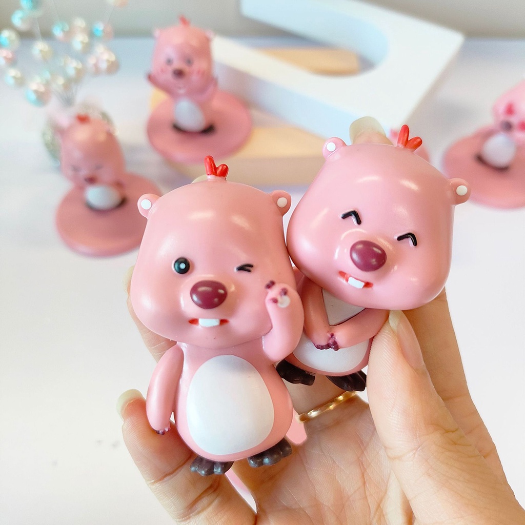 1 set 6 Đồ trang trí Nhân Vật anime pororo loopy Bằng pvc Dễ Thương Trang Trí Bàn Làm Việc