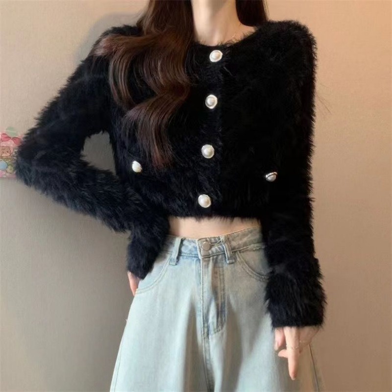 Áo Khoác Len Dệt Kim Tay Dài Phong Cách Thời Trang Pháp Dành Cho Nữ