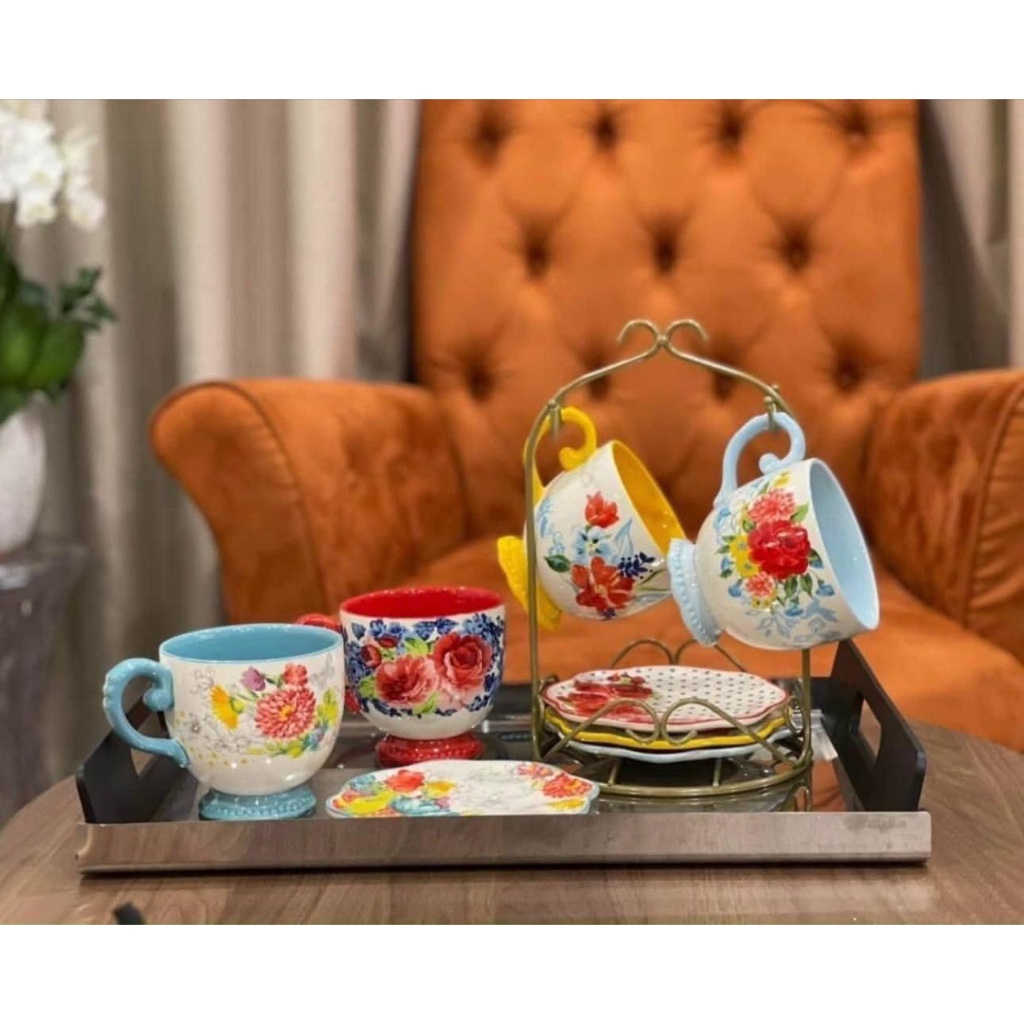 Bộ Pha Trà The Pioneer Woman, 1 Ấm Và Set Cốc, Hàng Chính Hãng, Phaletiep