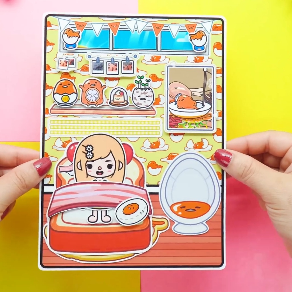 Học liệu bóc dán tocaboca gudetama house ngôi nhà công chua h29 Zin Càu Vòng