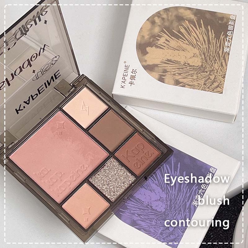 Bảng Phấn Trang Điểm Mắt Tạo Khối Má Hồng 6 Màu Lấp Lánh Có Chất Lì Dành Cho Trang HB