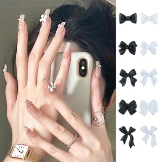 Set 50 nơ màu trắng đen đính móng tay nghệ thuật trí móng hình nơ 3d-bomme