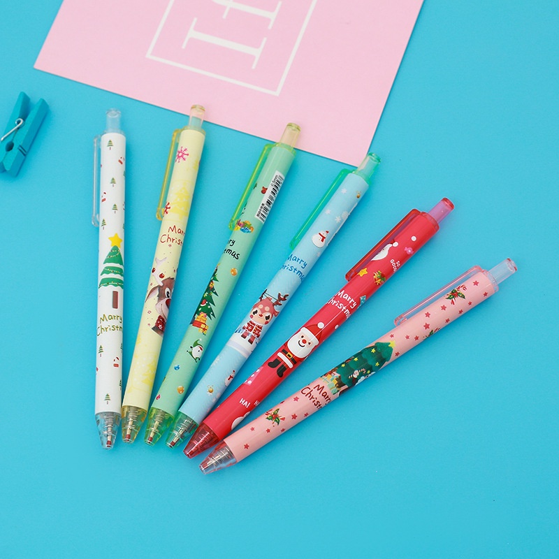 Giáng Sinh Báo Chí Bút Gel Sáng Tạo Hoạt Hình Sinh Viên Văn Phòng Phẩm Đen Báo Chí Bút Bi Chữ Ký Bút Đóng Hộp Sơn Nước Bút