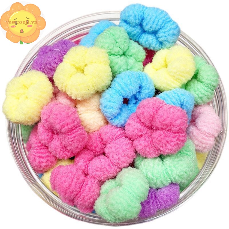 Vastji Set 100 Dây Buộc Tóc Cao Su Co Giãn Nhiều Màu Sắc Cho Bé vn