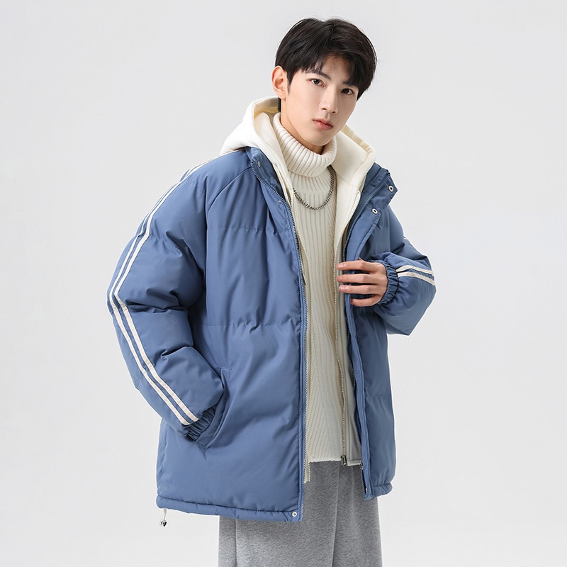 Áo Khoác cotton Giả Hai Mảnh Có Mũ Trùm Dày Dặn Dáng Rộng Hàng Mới Chất Lượng Cao Cho Nam
