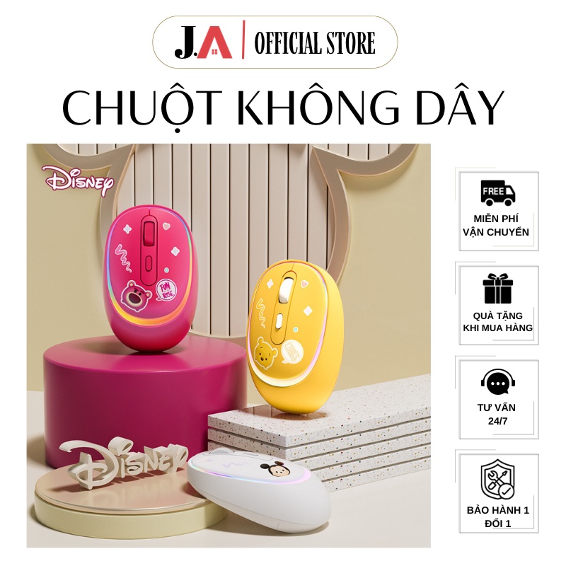 Chuột Không Dây JA OFFICIAL Disney M08 TsumTsum Siêu Dễ Thương, Chuột Bluetooth Gấu Dâu, Minnie, Gấu Pooh