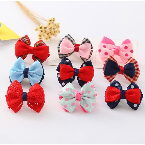 Macaron Kẹp Tóc Nơ Vải Nhiều Màu Đáng Yêu Cho Bé Gái