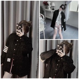 Áo khoác bomber dạ sọc t.h.o.m kim tuyến 2 lớp siêu hot