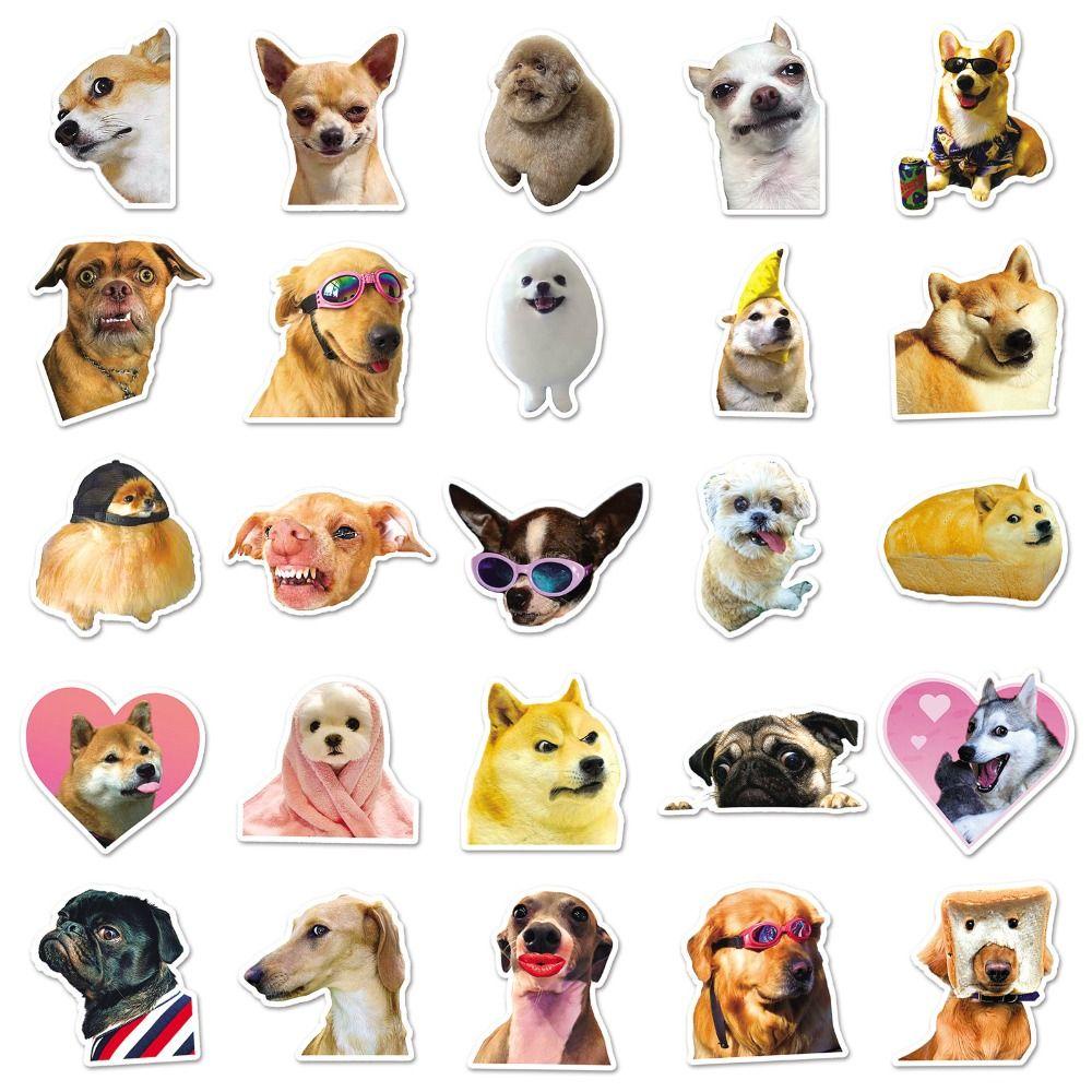Mmluck Bộ 50 Miếng Dán Hình Cún husky Vui Nhộn Chống Thấm Nước Trang Trí Vali