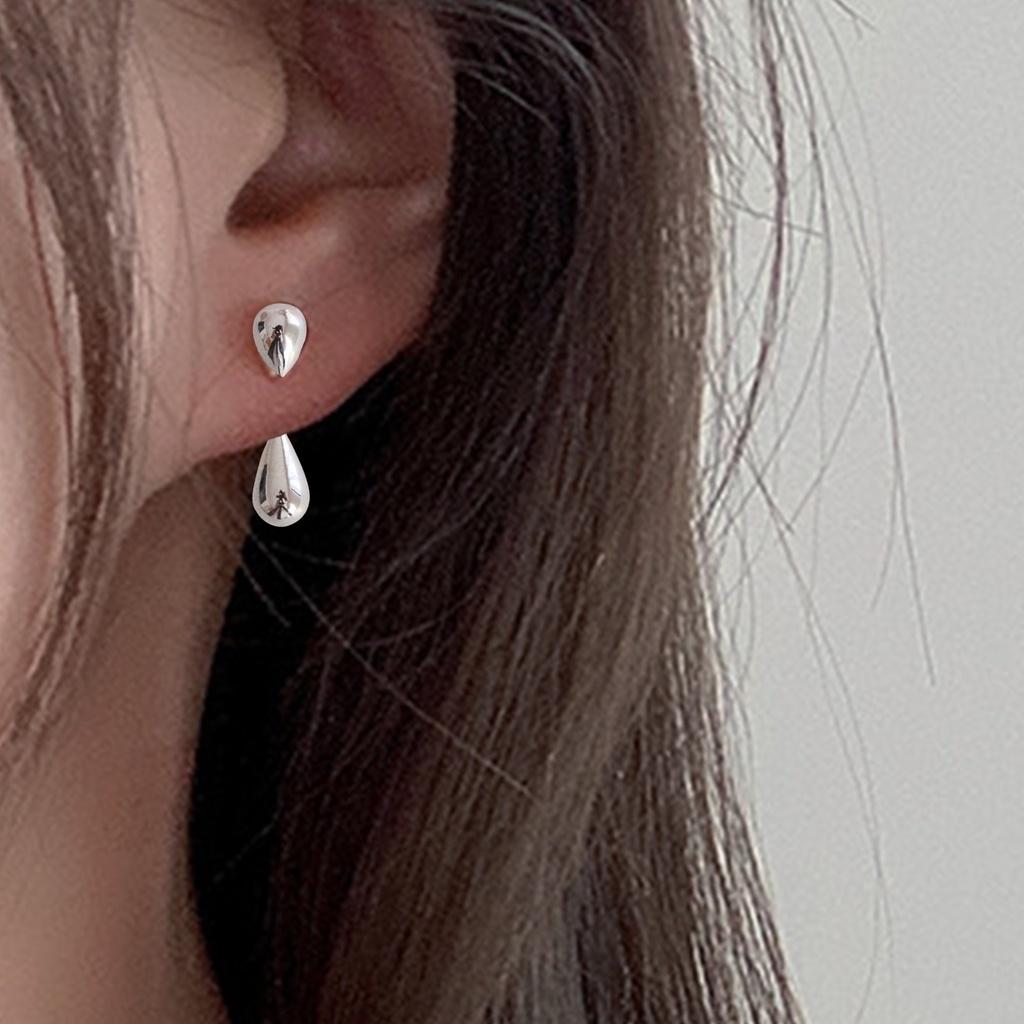 1 Đôi Bông Tai Kim Loại Hình Giọt Nước Thời Trang Dành Cho Nữ