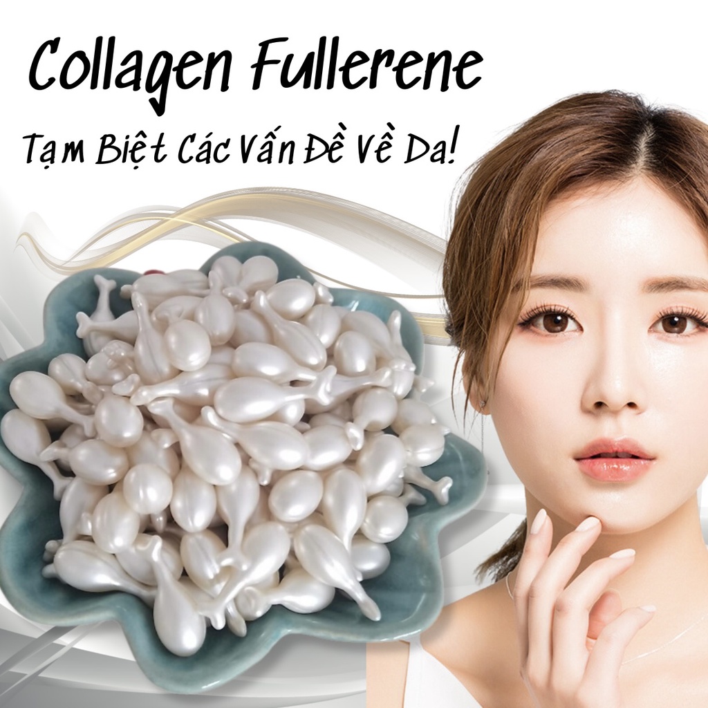 30 Viên Sụn Trắng Da Đậm Đặc Collagen Fullerene Đều Màu Da, Trẻ Hoá, Ngậm Nước Da, Nâng Cơ Mặt Dưỡng Ẩm Trắng Da Giảm Nế