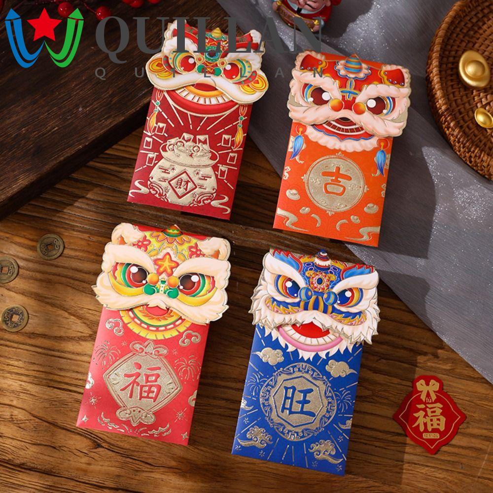 Bao Lì Xì May Mắn Màu Đỏ Họa Tiết Rồng Truyền Thống Năm Mới 2024