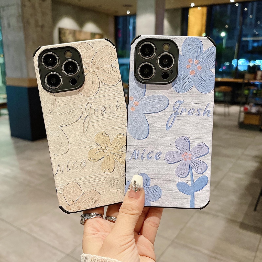 Bao Da Điện Thoại Họa Tiết Tranh Sơn Dầu Hình Hoa Cho iphone 11 12 13 14 15 pro max x xs xr 7 8 14 15 plus Ốp