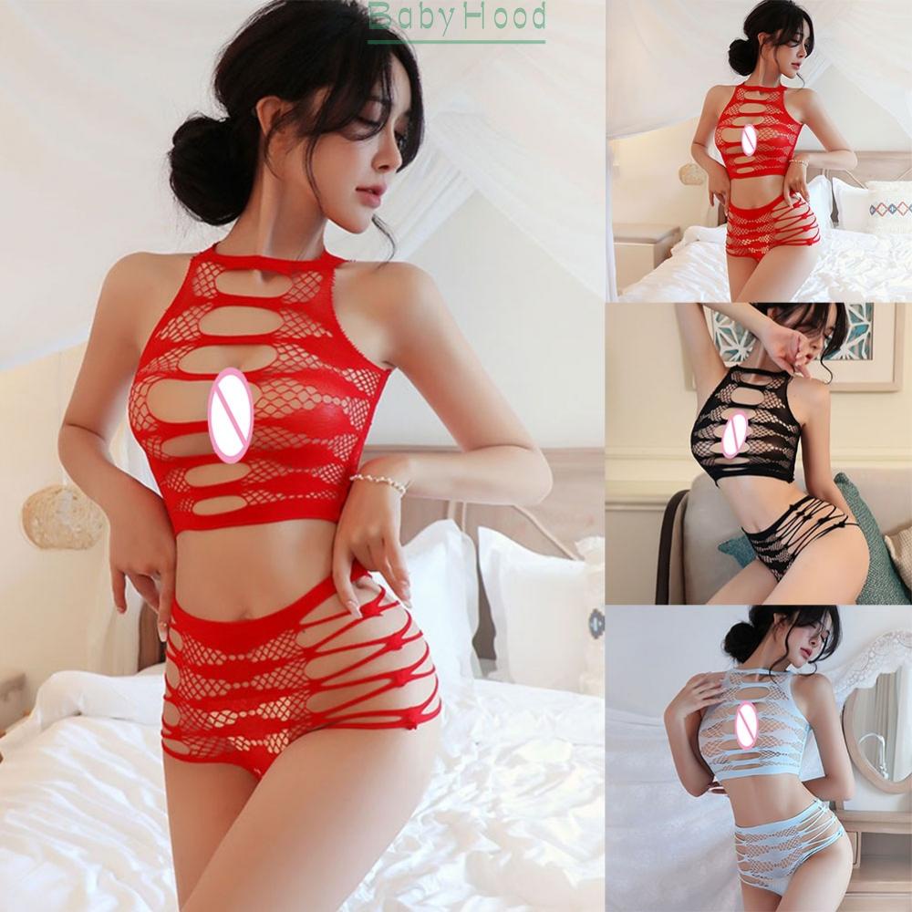 Women Lingerie Fishnet Bodysuit Bikini Sexy Mesh Bodystocking Nightwear Club#BBHOOD