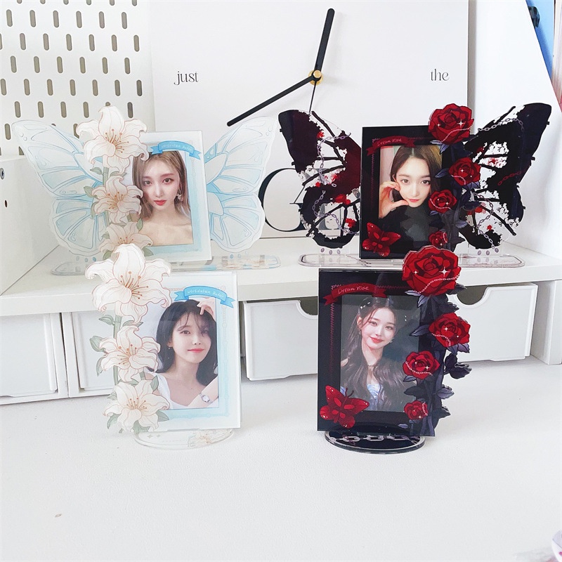 Thẻ idol Bằng acrylic In Họa Tiết Hoa Hồng Trang Trí Khung Ảnh