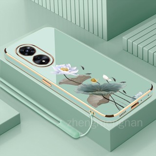 ốp lưng OPPO A78 5G OPPO A58 4G OPPO A78 4G OPPO A98 5G TPU Ốp Điện Thoại tpu Silicon Mềm Mạ Điện Họa Tiết Hoa Sen Có Dây Đeo Cho OPPO A78 5G OPPO A58 4G OPPO A78 4G OPPO A98 5G
