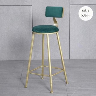 Ghế ngồi quầy bar, ghế bar quầy lễ tân quán bar tựa lưng vải nhung nỉ chân thép bề mặt sơn nano cao cấp
