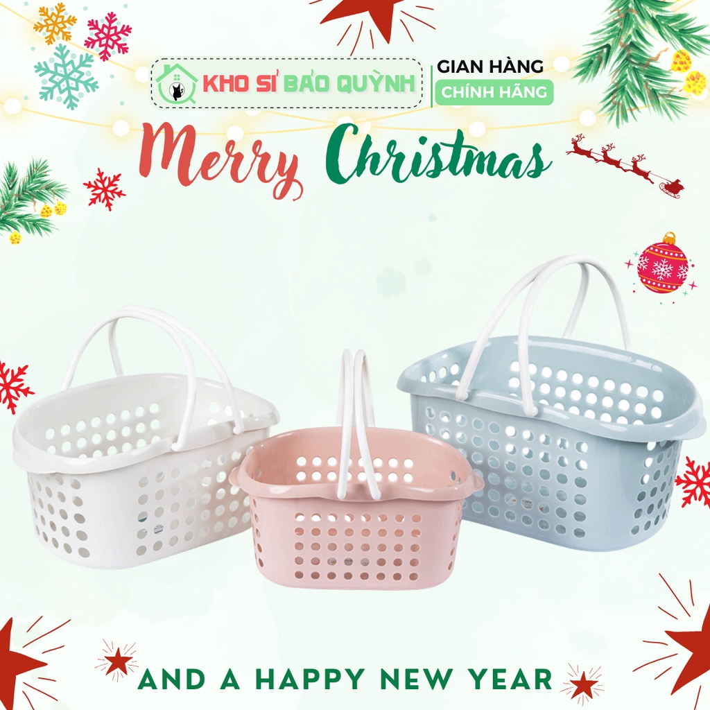 Giỏ đựng đồ 2 quai xách đa năng chính hãng Việt Nhật 3212 - Rổ nhựa có quai size to
