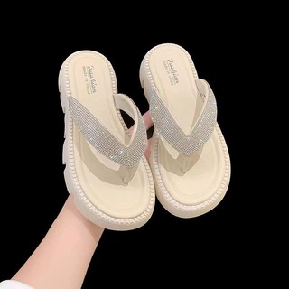 Dép xỏ ngón đế bệt sáng bóng gót cao 4cm thời trang cao cấp dành cho nữ