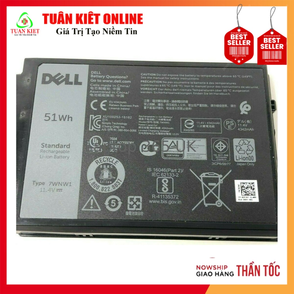 Pin Dell Latitude 5420 5424 7424 7WNW1 Battery