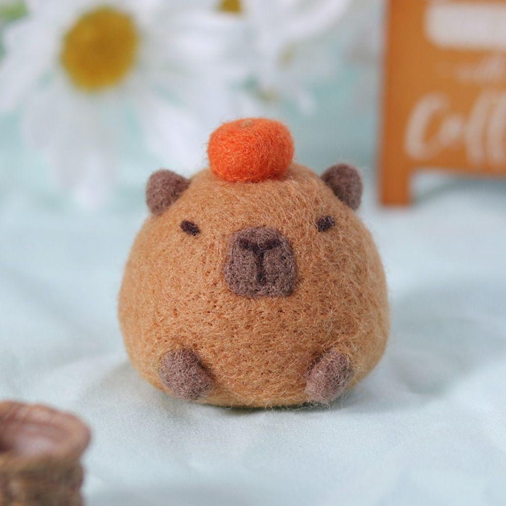 WUWOWU Đồ Chơi Cá Xám Nhồi Bông chubby capybara Bằng Len Thủ Công Dễ Thương Trang Trí Bàn Làm Việc