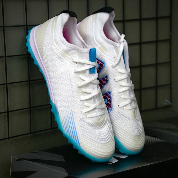 Giày bóng đá Air Zoom Mer Vapor 15 Pro Trắng Xanh, giày đá banh cỏ nhân tạo nam đã khâu đế - 2EVSHOP