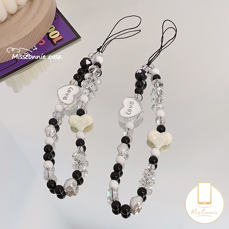 Dây Đeo Điện Thoại Bằng acrylic Đính Hạt Ngọc Trai & Bướm Chống Thất Lạc