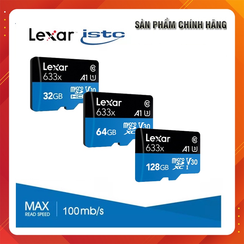 Thẻ nhớ LEXAR Chính hãng 128GB 64GB 32GB Cao cấp, Tốc độ cao cấp 100MB/S, Chuyên cho Camera hành trình, wifi