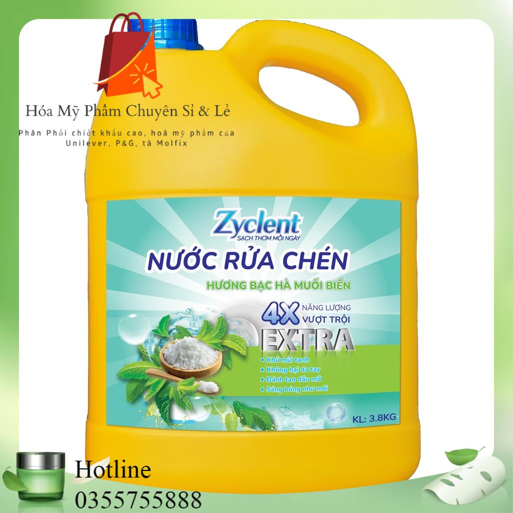 Nước Rửa Chén Zyclent Extra Hương Bạc hà, Muối biển 3.8kg