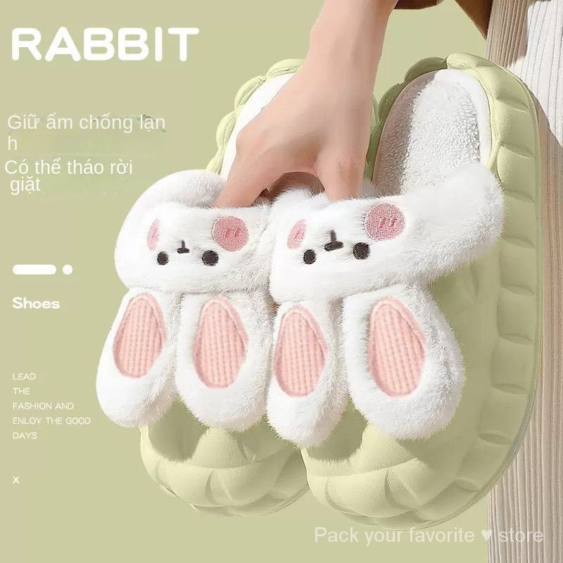 Dép cotton Đi Trong Nhà Đế Dày Chống Trượt Giữ Ấm Mùa Đông Dễ Thương r4