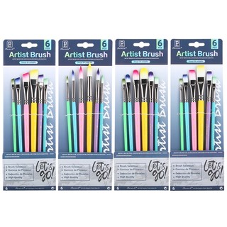 Ossayi Bộ 6 Cọ Vẽ Tranh Đầu Tròn Dẹt Lông nylon acrylic Sơn Dầu Nghệ Thuật Mặt / Móng Tay Nghệ Thuật Mini