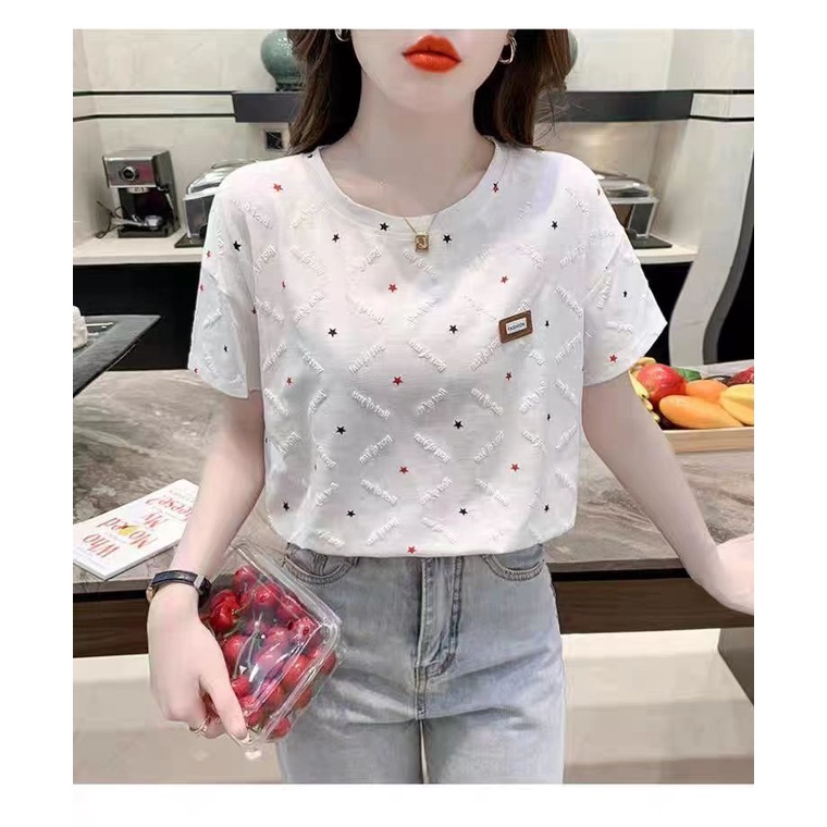 Áo Thun Cotton Tay Ngắn In Hình Thiết Kế Ba Chiều Mẫu Mới 2023 Thời Trang Mùa Hè Cho Nữ