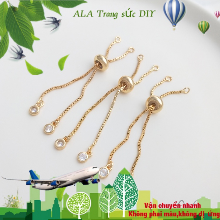 💖Trang sức DIY phụ kiện💖14K mạ vàng giữ màu Silicone Bead điều chỉnh mở rộng chuỗi ngắn treo zircon tự làm vòng đeo tay trang trí kính thiên văn mở rộng chuỗi