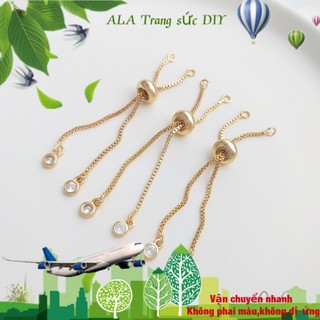 💖Trang sức DIY phụ kiện💖14K mạ vàng giữ màu Silicone Bead điều chỉnh mở rộng chuỗi ngắn treo zircon tự làm vòng đeo tay trang trí kính thiên văn mở rộng chuỗi