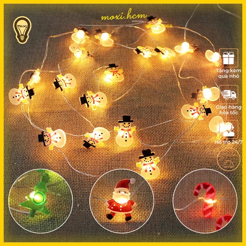 LED Đèn led dây 30b đom đóm dùng PIN USB hình ông già noel các mẫu trang trí decor giáng sinh lung linh 3M30 5M50