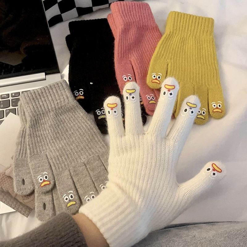 Găng Tay Len Dệt Kim Dày Dặn Giữ Ấm Mùa Đông Họa Tiết Hoạt Hình Dễ Thương Có Thể Dùng Màn Hình Cảm Ứng Dành Cho Nữ
