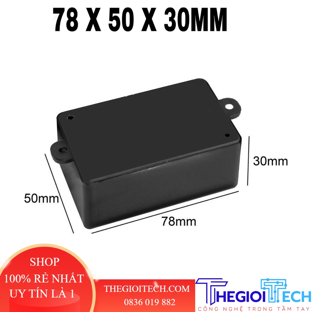 Hộp 78x50x30mm tặng kèm ốc vít - Hộp nhựa đựng mạch điện tử - Trắng