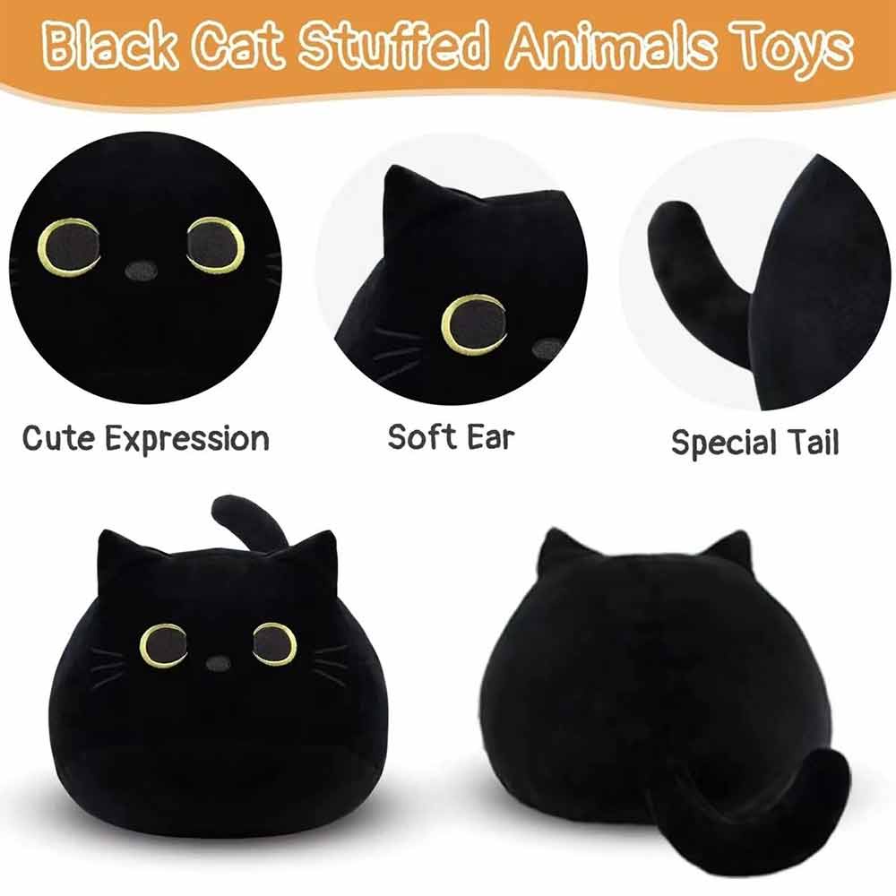 Black Cat Pillow Plush Doll 30CM Children's Plush Pillow Cartoon Plush Doll Soft Toy Gift