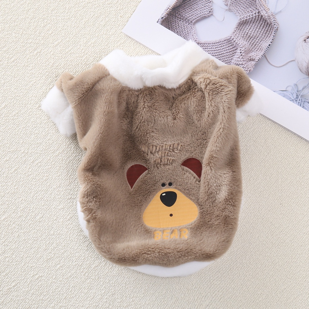 Áo hoodie Vải Bông Ấm Áp Họa Tiết Mặt Động Vật Dễ Thương Thời Trang Thu Đông Cho Thú Cưng
