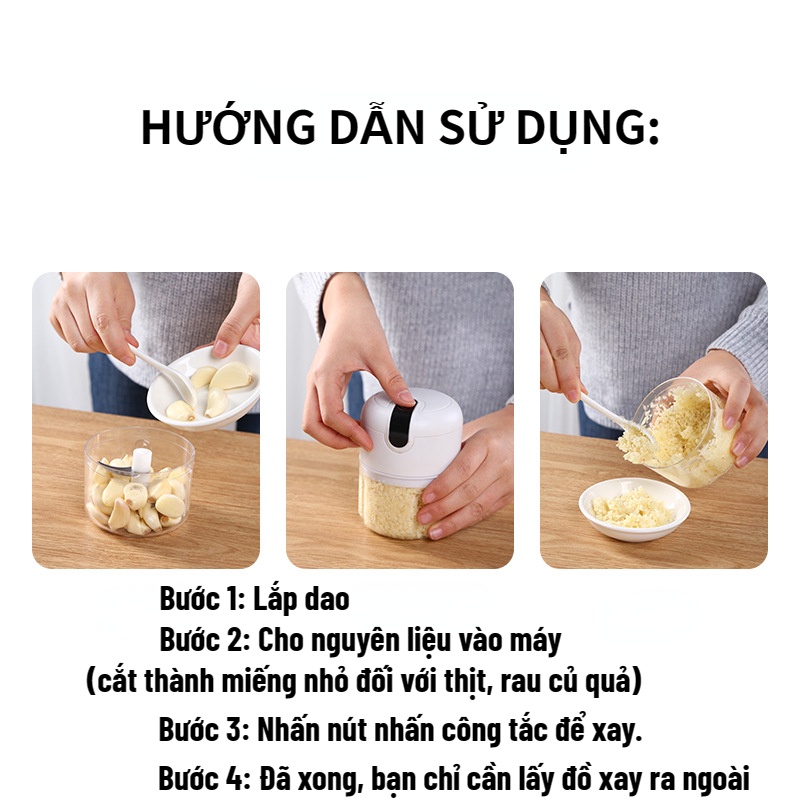 Máy xay tỏi ớt đa năng LAMJAD Siêu thị dòng mini sạc điện 250ml công suất 300w