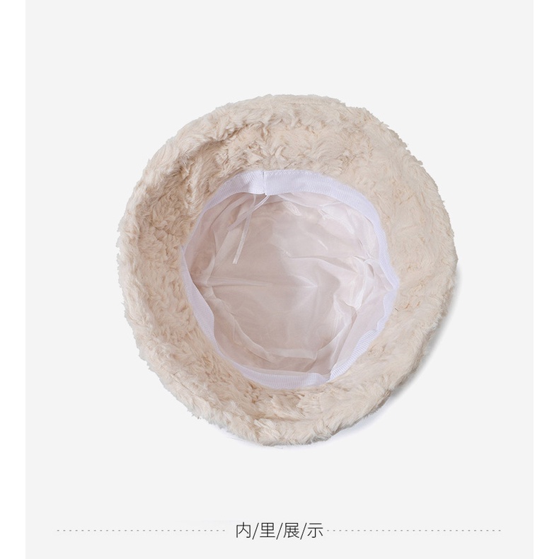 Mũ Bucket Chất Liệu cotton Phối Lông Thời Trang Mùa Đông Cho Nữ